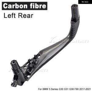 BMW LHD RHD 左右カーボン インテリア 車ドアハンドルインサイドカバー トリム 5シリーズ G30 G31 G38 F90 2017 - 2022 - Rear Left-Carbon
