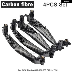 BMW LHD RHD 左右カーボン インテリア 車ドアハンドルインサイドカバー トリム 5シリーズ G30 G31 G38 F90 2017 - 2022 - 4Pcs Set-Carbon
