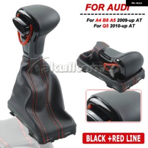 アウディ シフトノブ A4 B8 A5 Q5 2009-14 ギア シフトノブ ブーツ - Black-red line