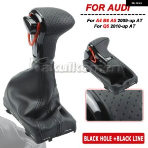 アウディ シフトノブ A4 B8 A5 Q5 2009-14 ギア シフトノブ ブーツ - Black H-Black Line