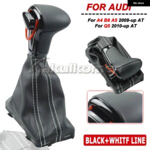 アウディ シフトノブ A4 B8 A5 Q5 2009-14 ギア シフトノブ ブーツ - Black-white line