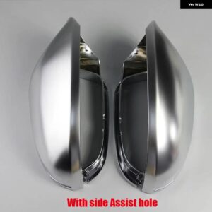 アウディ 2個 A6 S6 C7 4G 2012-2018 バックミラー サイドミラー カバー キャップ蓋クローム メッキマット - With sideAssist hole