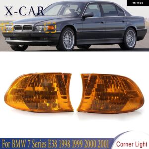 BMW フロントバンパー アンバー レンズ パーキングコーナーライト ウィンカーランプ バルブ 無 7シリーズ E38 1998 1999-2001 63138379107 - 1 Pair