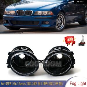 BMW フロントバンパー フォグライト ランプ電球付きクリアイエロー 3シリーズ M5 E39 2001-2003 M3 E46 2002-2005 63177894017