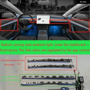 テスラ 256色 の LED アンビエント ライト モデル 3 /Y センター ダッシュボード の下 LED アンビエント ライト アプリ コント - for model 32