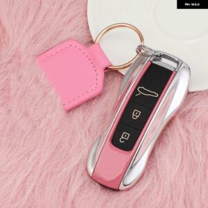 ポルシェ カラーマッチングキーケース カイエン タイカン911 パナメーラ718/ マカン キーケース - B pink silver
