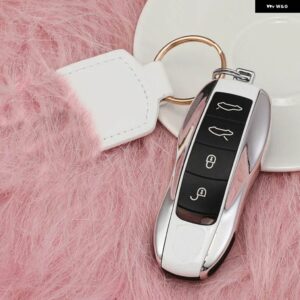 ポルシェ カラーマッチングキーケース カイエン タイカン911 パナメーラ718/ マカン キーケース - A white silver