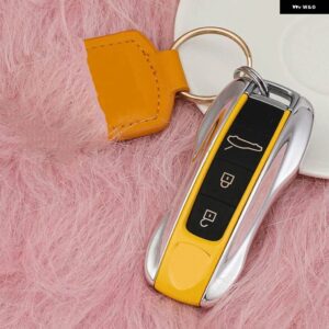 ポルシェ カラーマッチングキーケース カイエン タイカン911 パナメーラ718/ マカン キーケース - B yellow silver
