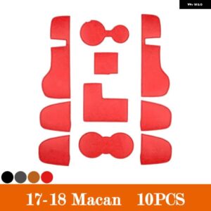 ポルシェ 収納 ドアスロットウォーターコースターPUレザー滑り止めマット マカン カイエン パナメーラ インテリア 装飾 アクセサリー - 17-18 Macan, Brown