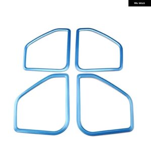 ポルシェ マカン 2014-19 スタイリング モールディング トリム 4個 ABS 車内ドア スピーカー ステッカー カバー - blue