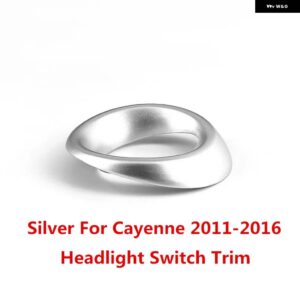 ポルシェ カイエン 2011-16 ABS ハンドブレーキ ステッカー ヘッドライト コントロール スイッチモールド トリム スタイリング - Silver
