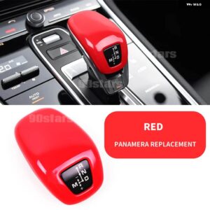 ポルシェ パナメーラ 971 カイエン 9YA 2017 2018-2020 交換スタイルカーアクセサリーカーボン/ABS ギアシフト ノブカバー - Panamera Red 1720