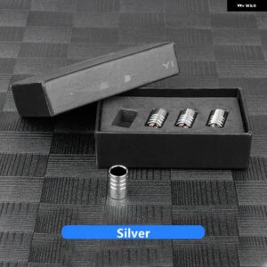 ポルシェ カーボンホイールタイヤバルブ キャップカバー マカン / カイエン /718 合金自動バルブ ステムキャップ 4個 - Silver