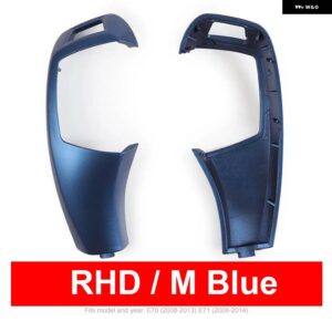 BMW LHD RHD 車 ABS カーボン インテリア センター ギアシフト レバー ノブカバー パネル 交換 トリム X5 X6 E70 E71 E72 2008-2013 - RHD M Blue