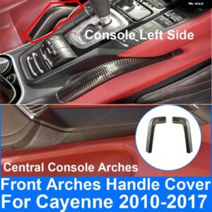 ポルシェ カーボン インテリア ドアハンドルカバー カイエン 2011-2017 インナーセントラル コンソール アームレスト パネル トリム - Console Left 2PCS