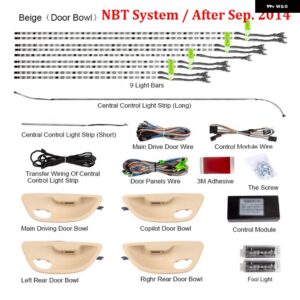BMW 9 / 18色 インテリア LED アンビエントライト ダッシュボード 貫通 装飾 ムードランプ CIC NBT 5 F10 F18 2010-17 - NBT Beige set