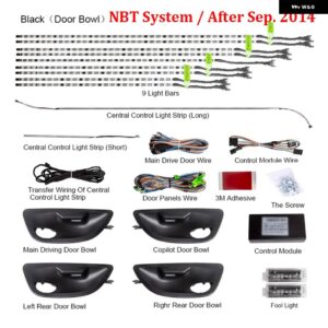 BMW 9 / 18色 インテリア LED アンビエントライト ダッシュボード 貫通 装飾 ムードランプ CIC NBT 5 F10 F18 2010-17 - NBT Black set