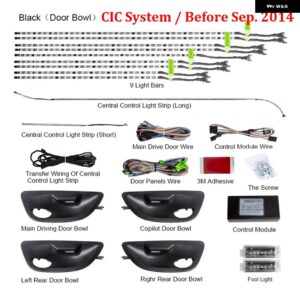 BMW 9 / 18色 インテリア LED アンビエントライト ダッシュボード 貫通 装飾 ムードランプ CIC NBT 5 F10 F18 2010-17 - CIC Black set