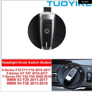 BMW LHD RHD ヘッドライト ロータリー ボタン フォグライト スイッチカバー パネル トリム 5 5GT 6 7シリーズ X3 X4 F10 F11 F07 F06 F01 F02 F25 F26 - Headlight Rotary Cap