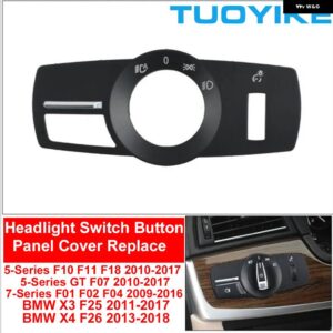 BMW LHD RHD ヘッドライト ロータリー ボタン フォグライト スイッチカバー パネル トリム 5 5GT 6 7シリーズ X3 X4 F10 F11 F07 F06 F01 F02 F25 F26 - Standard Panel Cover