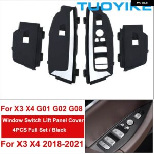 BMW LHD RHD 車内インナードアプルハンドルブラックカーボン トリム アウターカバー セット X3 X4 G01 G02 G08 F97 F98 2018-2021 - Window Black 4pcs