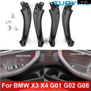 BMW LHD RHD 車内インナードアプルハンドルブラックカーボン トリム アウターカバー セット X3 X4 G01 G02 G08 F97 F98 2018-2021 - Inner Black 4pcs