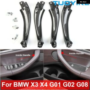 BMW LHD RHD 車内インナードアプルハンドルブラックカーボン トリム アウターカバー セット X3 X4 G01 G02 G08 F97 F98 2018-2021 - Inner Carbon 4pcs