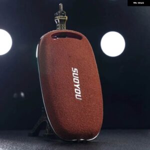 アウディ ファッション高級キーケースカバー のぬいぐるみレザー亜鉛メッキ合金 A4 A5 A6 Q7 TTS レッドブラックブラウン スタイリング - a62