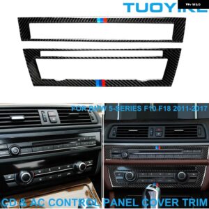 BMW LHD RHD 車カーボン インテリア CD AC エアコン コントロール パネル フレーム カバー トリム ステッカー 5シリーズ F10 F18 11-2017 - With Color 2PCS