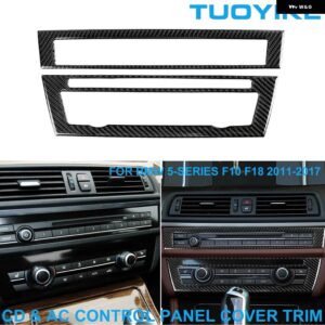 BMW LHD RHD 車カーボン インテリア CD AC エアコン コントロール パネル フレーム カバー トリム ステッカー 5シリーズ F10 F18 11-2017 - Without Color 2PCS