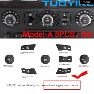 BMW 中央 コンソール AC エアコン キー ボタン トリム カバー 5シリーズ E60 E61 523 525 528 530 535 2002-2010 - Mode-A 8PCS Set