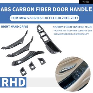 BMW RHD 右ハンドル 車カーボン ABS インテリア インナードアプルハンドル トリム カバー パネル 5シリーズ F10 F11 F18 520 525 - Color