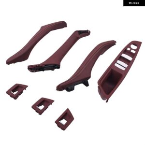 BMW RHD 右ハンドル 車カーボン ABS インテリア インナードアプルハンドル トリム カバー パネル 5シリーズ F10 F11 F18 520 525 - RHD 7PCS Red Wine