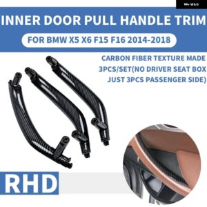 BMW 3ピース RHD カーボンテクスチャフロントリア左/右車内インナードアプルハンドル トリム カバー X5 X6 F15 F16 - RHD Carbon 3pcs set