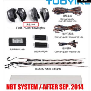 BMW 9 / 18色 インテリア LED アンビエントライト ブラックドアボウルパネル 足元ストリップ 装飾 ムード 5 F10 F11 F18 2010-17 - NBT Black set