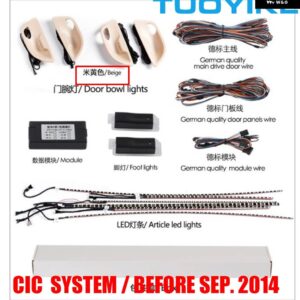 BMW 9 / 18色 インテリア LED アンビエントライト ブラックドアボウルパネル 足元ストリップ 装飾 ムード 5 F10 F11 F18 2010-17 - CIC Beige set