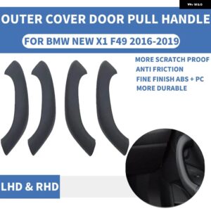 BMW カー スタイリング フロントリア左/右側車 インテリア ドアハンドルインナープルアウター トリム カバー X1 F48 F49 X2 F39 2016-20 - F49 Black 4pcs set
