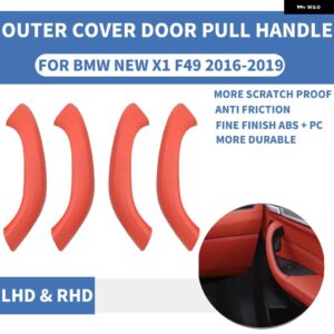 BMW カー スタイリング フロントリア左/右側車 インテリア ドアハンドルインナープルアウター トリム カバー X1 F48 F49 X2 F39 2016-20 - F49 Volcanic Red set