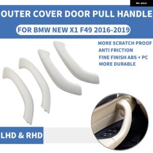 BMW カー スタイリング フロントリア左/右側車 インテリア ドアハンドルインナープルアウター トリム カバー X1 F48 F49 X2 F39 2016-20 - F49 Cream 4pcs set