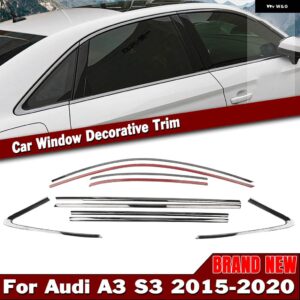 アウディ 外装 ドアウィンドウ トリム ストリップ A3 S3 セダン 4 ドア 2015-2020 チタンブラック/カーボンルック ウェザーストリップ 装飾 - Titanium　Black