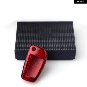 アウディ A3 A4 TT TTS 8J R8 Q3 Q5 Q7 A1 8X RS3 S3 8P A6 S6 カーボンリモートスマート自動折りたたみキーフォブケースシェルカバー キャップ - red