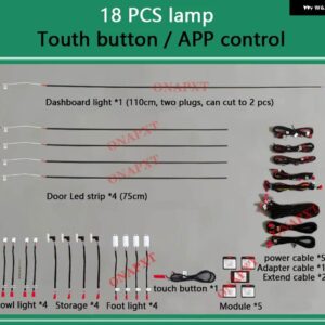 BMW 1/2/3/4/5/6/7/X3/X5 F20 F22 E90 E60 F06 アプリ 制御 DIY LED アンビエントライト 汎用 RGB ムードランプ 装飾 ストリップ - Set 1