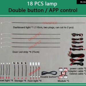 BMW 1/2/3/4/5/6/7/X3/X5 F20 F22 E90 E60 F06 アプリ 制御 DIY LED アンビエントライト 汎用 RGB ムードランプ 装飾 ストリップ - Set 2