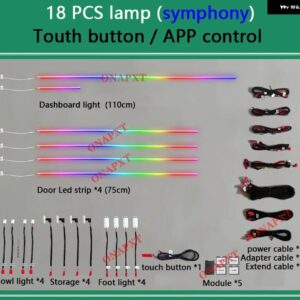 BMW 1/2/3/4/5/6/7/X3/X5 F20 F22 E90 E60 F06 アプリ 制御 DIY LED アンビエントライト 汎用 RGB ムードランプ 装飾 ストリップ - Set 3