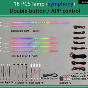 BMW 1/2/3/4/5/6/7/X3/X5 F20 F22 E90 E60 F06 アプリ 制御 DIY LED アンビエントライト 汎用 RGB ムードランプ 装飾 ストリップ - Set 4