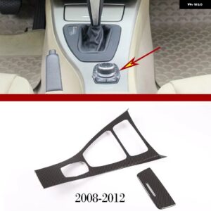 BMW LHD 3シリーズ E90 E92 E93 2005-12 ABS カーボン/センター コンソール ギアシフト フレーム パネル ステッカー カーアクセサリー - 08-12 Carbon Fiber