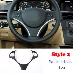 BMW 1シリーズ 3シリーズ E87 E90 E92 2004-2012 ステアリングホイール 装飾 カバー トリム フレーム ステッカー カーアクセサリー - Style2 Matte black
