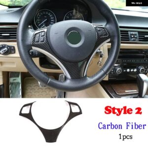 BMW 1シリーズ 3シリーズ E87 E90 E92 2004-2012 ステアリングホイール 装飾 カバー トリム フレーム ステッカー カーアクセサリー - Style2 Carbon Fiber