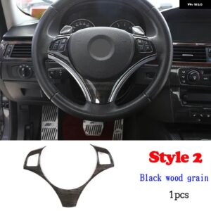 BMW 1シリーズ 3シリーズ E87 E90 E92 2004-2012 ステアリングホイール 装飾 カバー トリム フレーム ステッカー カーアクセサリー - Style2BlackWoodGrain