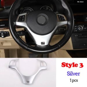 BMW 1シリーズ 3シリーズ E87 E90 E92 2004-2012 ステアリングホイール 装飾 カバー トリム フレーム ステッカー カーアクセサリー - Style3 Silver